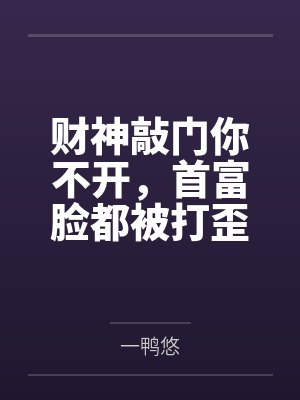 财神敲门你不开,首富脸都被打歪 财神敲门你不开,首富脸都被打歪