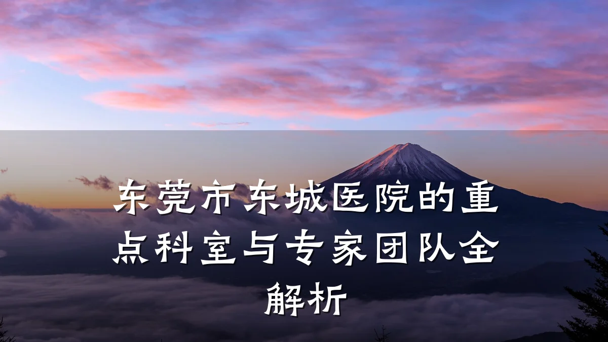 东莞市东城医院的重点科室与专家团队全解析