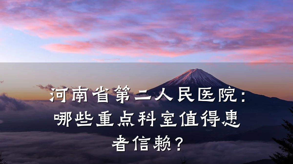 河南省第二人民医院:哪些重点科室值得患者信赖?