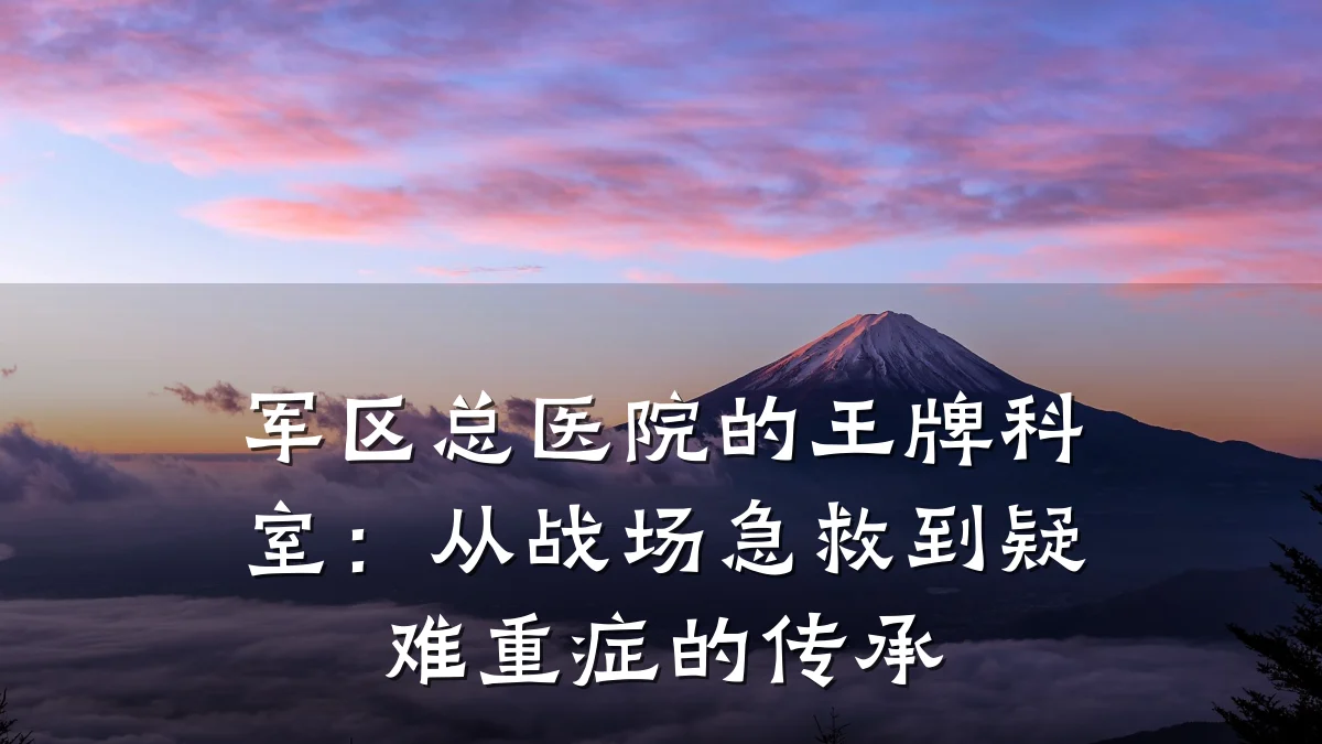 军区总医院的王牌科室:从战场急救到疑难重症的传承