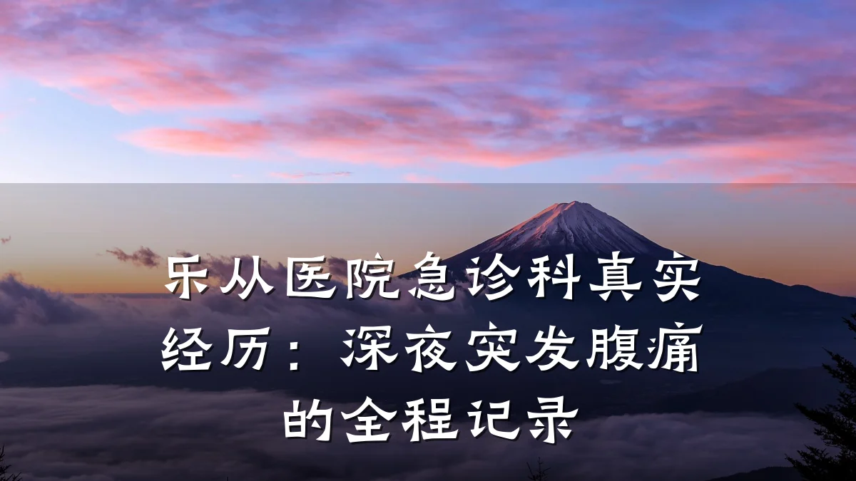 乐从医院急诊科真实经历：深夜突发腹痛的全程记录