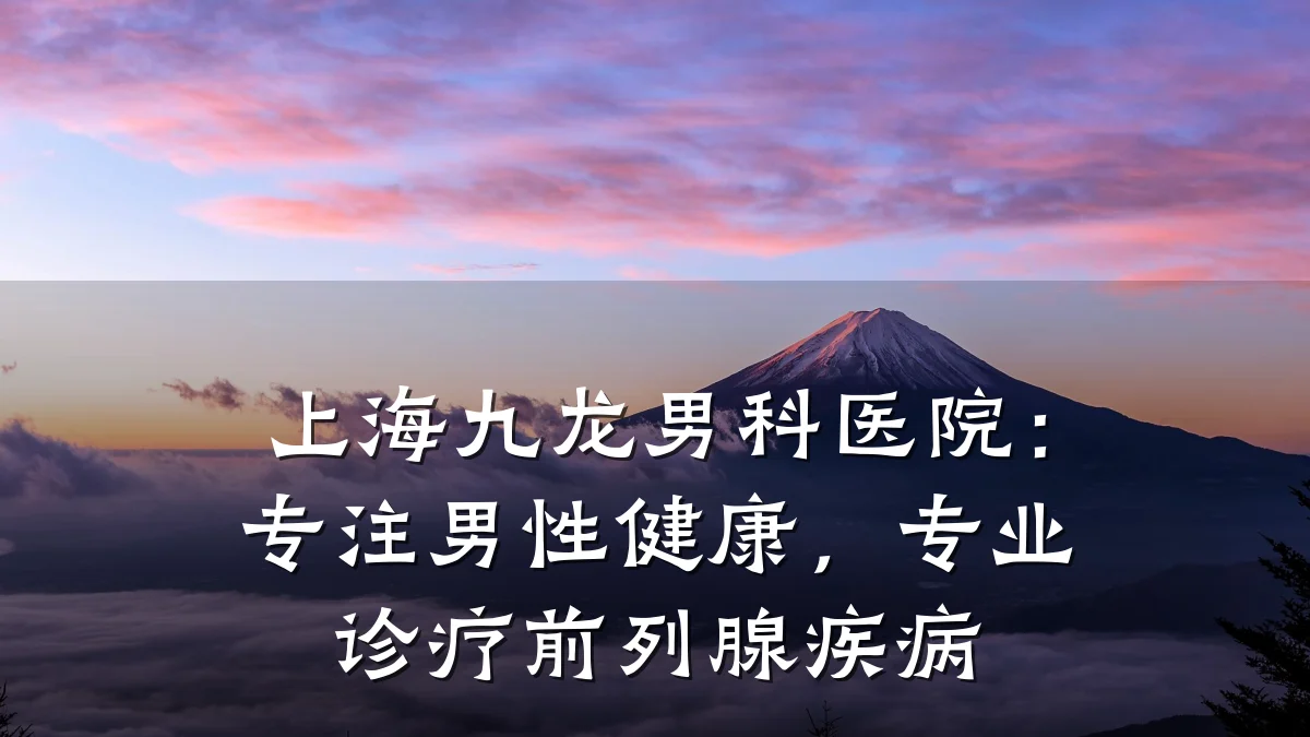 上海九龙男科医院：专注男性健康，专业诊疗前列腺疾病