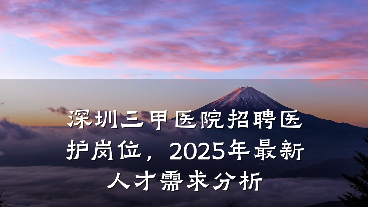深圳三甲医院招聘医护岗位，2025年最新人才需求分析