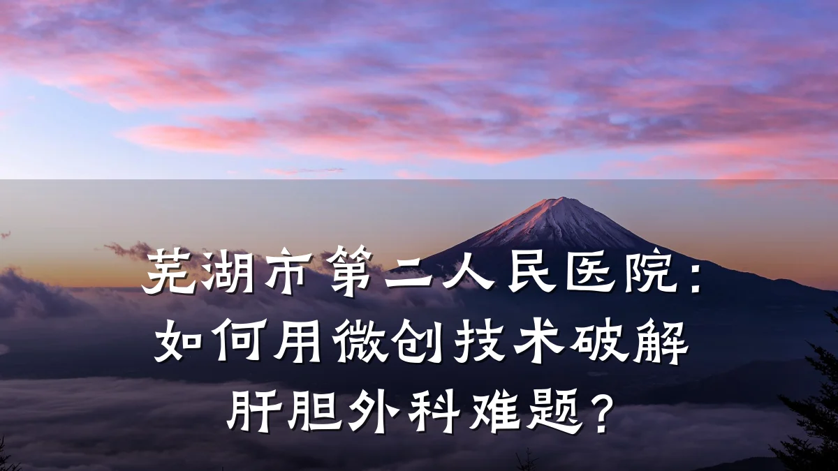 芜湖市第二人民医院：如何用微创技术破解肝胆外科难题？