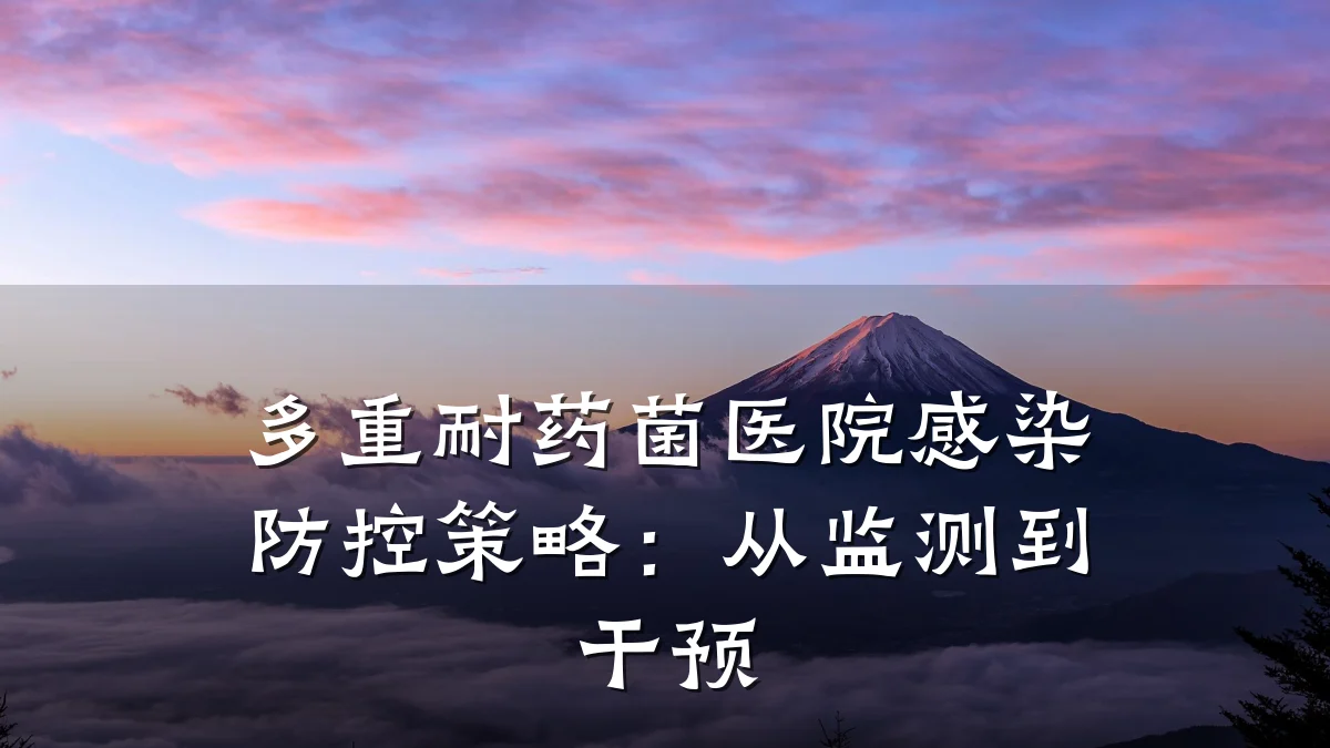 多重耐药菌医院感染防控策略:从监测到干预