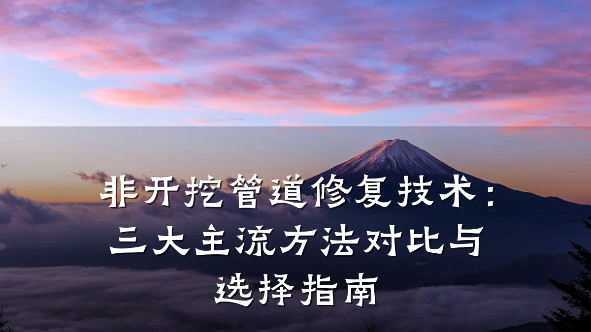 非开挖管道修复技术:三大主流方法对比与选择指南