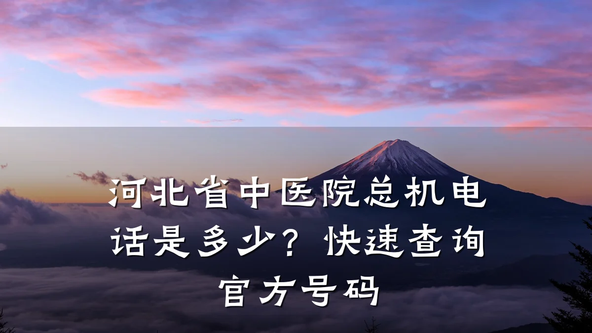 河北省中医院总机电话是多少?快速查询官方号码