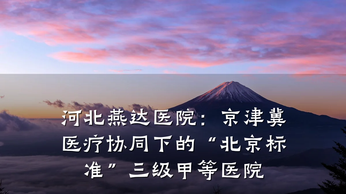 河北燕达医院：京津冀医疗协同下的“北京标准”三级甲等医院