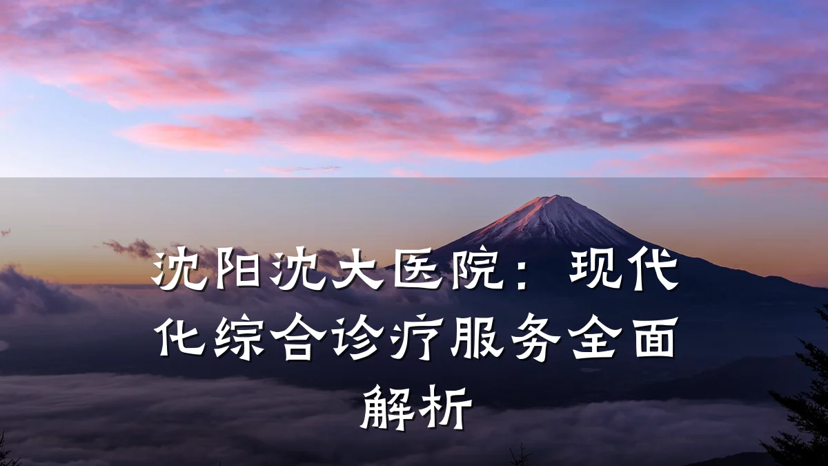 沈阳沈大医院：现代化综合诊疗服务全面解析