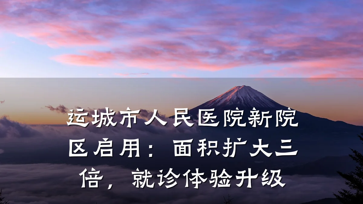 运城市人民医院新院区启用:面积扩大三倍,就诊体验升级