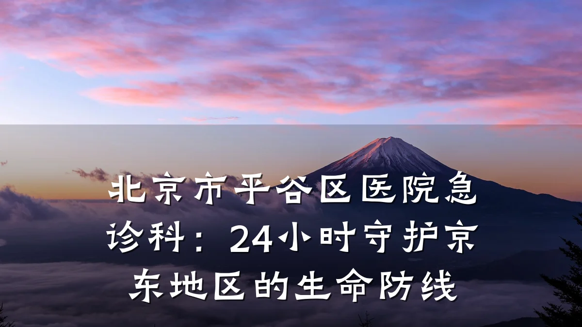北京市平谷区医院急诊科：24小时守护京东地区的生命防线