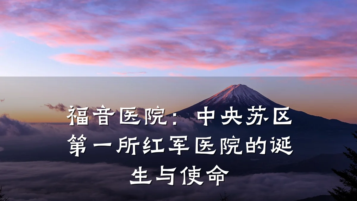 福音医院:中央苏区第一所红军医院的诞生与使命