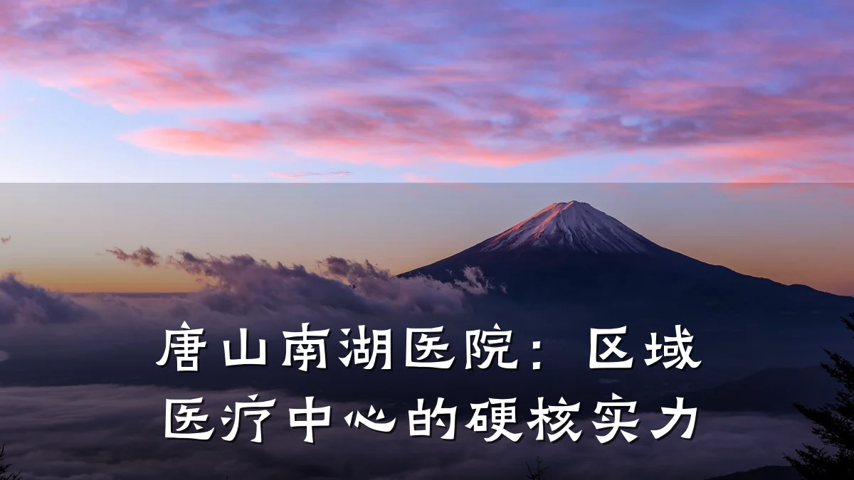 唐山南湖医院:区域医疗中心的硬核实力