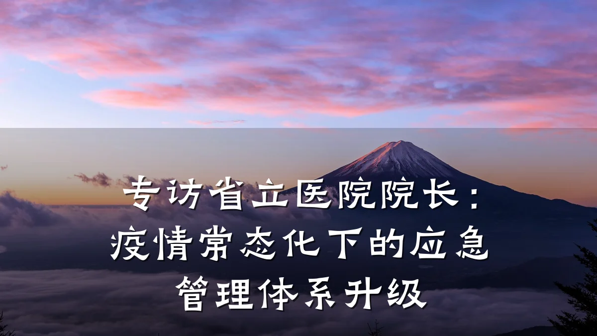 专访省立医院院长:疫情常态化下的应急管理体系升级