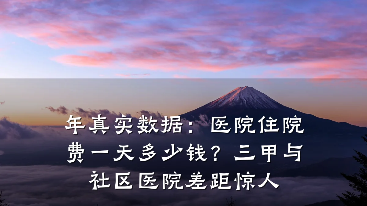 年真实数据:医院住院费一天多少钱?三甲与社区医院差距惊人